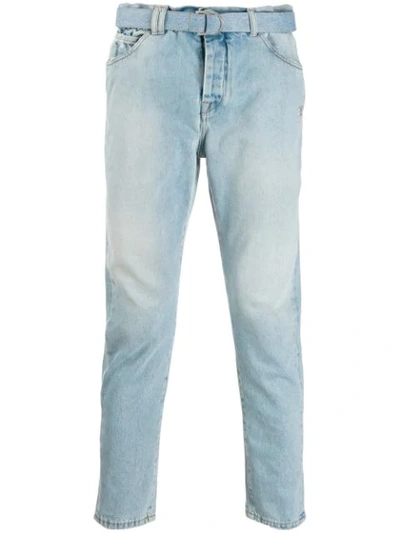 Off-white Belted Skinny Jeans In Bleach Nikel