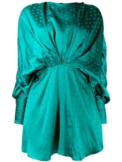 Attico Stars Jacquard Ruched Mini Dress In Green ModeSens