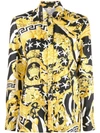 Versace Barocco Print Silk Blouse In Black