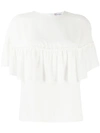 RED VALENTINO DEEP FRILL TOP
