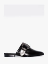 LOEWE LOEWE BLACK WESTERN MULE FLAT LEATHER SLIPPER BUCKLE,4532954713832084