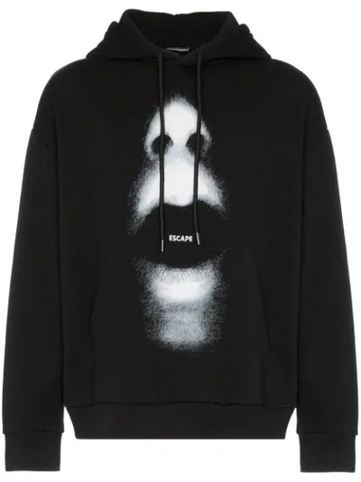 Marcelo Burlon County Of Milan Oversized Mouth Printed Hoodie In Black