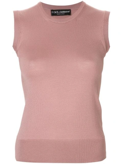 Dolce & Gabbana Metallic Knit Sleeveless Jumper In Pink