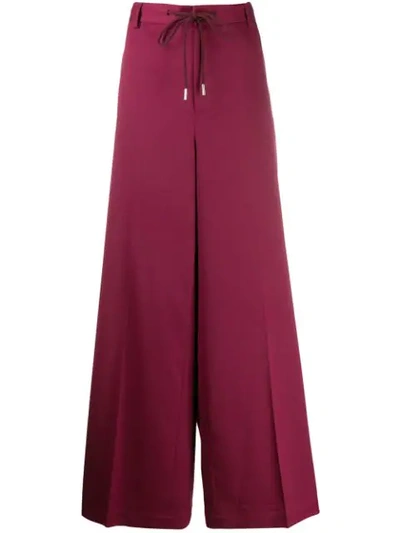 Mm6 Maison Margiela Wide Leg Trousers In Red