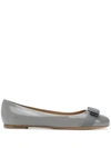 FERRAGAMO SALVATORE FERRAGAMO VARINA BOW BALLERINA SHOES - 灰色