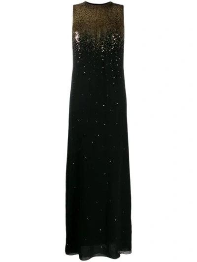 Givenchy Sequin Embroidered Silk Georgette Trumpet Gown In Black