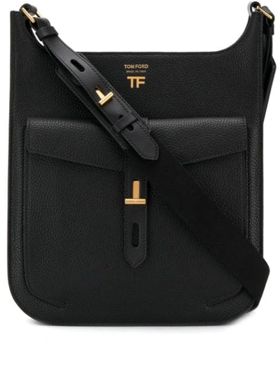 Tom Ford Leather T-twist Hobo Shoulder Bag In Black