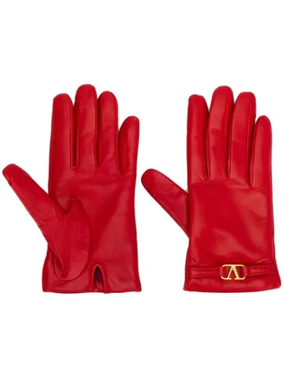 Valentino Garavani Valentino  Logo Gloves - 红色 In Ju5 Red