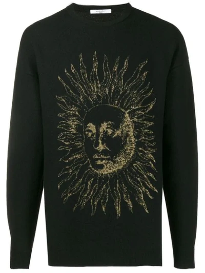 Givenchy Astral Sun Jacquard-knitted Wool-blend Sweater In Black