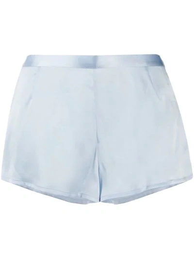 La Perla Silk Side-button Lounge Shorts In Light Blue