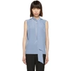 GIVENCHY GIVENCHY BLUE SILK SLEEVELESS BLOUSE