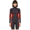GIVENCHY BLACK & RED NEOPRENE ZIP-UP SWEATER