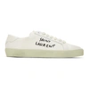 Saint Laurent Court Classic Distressed Logo-embroidered Canvas And Leather Sneakers In 9113 Cream