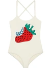 GUCCI LYCRA BATHING SUIT WITH GUCCI STRAWBERRY PRINT