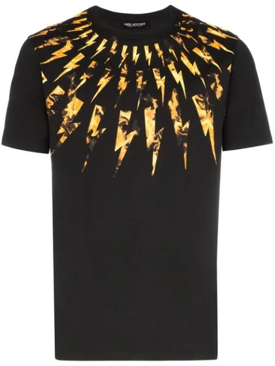 Neil Barrett Fair-isle Flame Thunderbolt T-shirt In Black