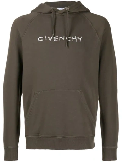Givenchy Logo-emboidered Loopback Cotton-jersey Hoodie In Grey