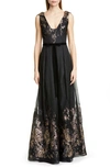 MARCHESA NOTTE METALLIC FIL COUPE BALLGOWN,N31G0936