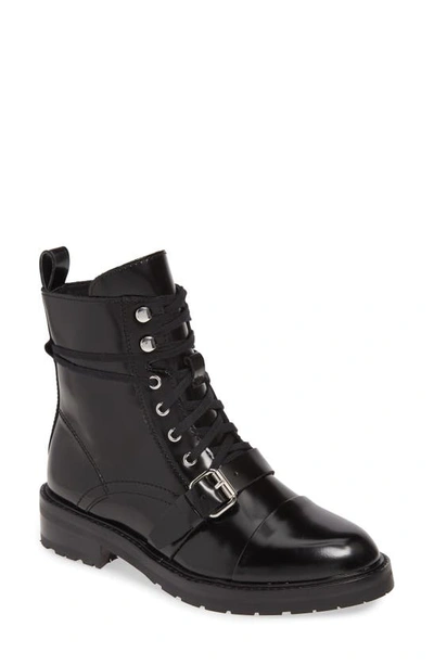 Allsaints Donita Combat Boot In Black/warm Brass