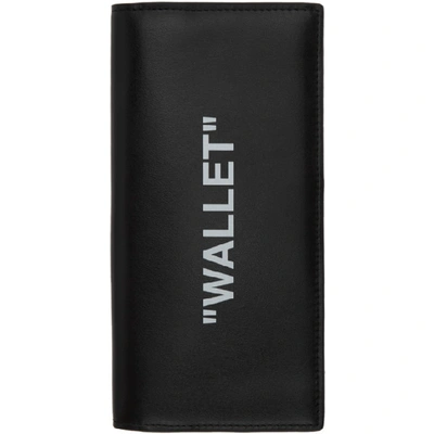 Off-white Long Slogan Print Wallet - Black In Black/white