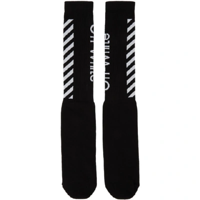 Off-white Black And White Diag Socks In Black/white