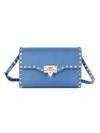 Valentino Garavani Small Rockstud Leather Crossbody Bag In Blue