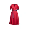 RUMOUR LONDON JENNIFER RED FLARED COTTON POPLIN DRESS WITH SLITS