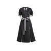 Rumour London Women's White / Black Jennifer Flared Cotton Dress With Slits In Polka Dots & Stripes In Cotton