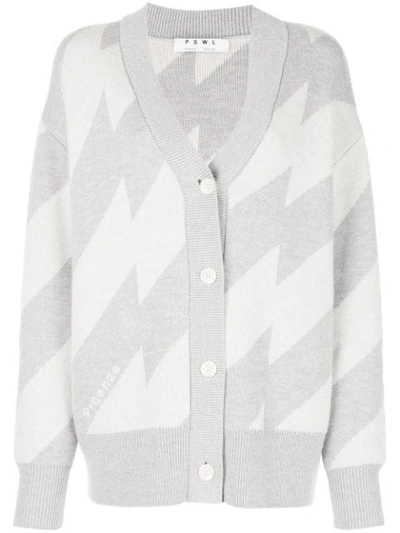 Proenza Schouler Striped V-neck Button-front Wool/cotton Cardigan In Grey