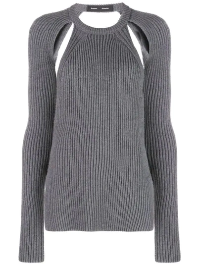 Proenza Schouler Open Back Cutout Virgin Wool Rib Knit Jumper In Grey