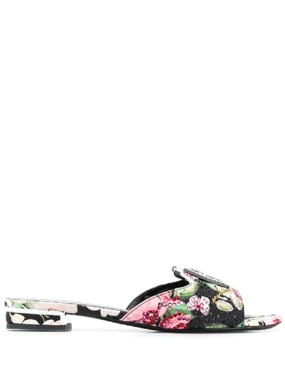 Philipp Plein Statement Floral Mules - 黑色 In Black