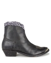 GOLDEN GOOSE GOLDEN GOOSE YOUNG LEATHER WESTERN BOOTIES WITH BANDANA TRIM,060035404006