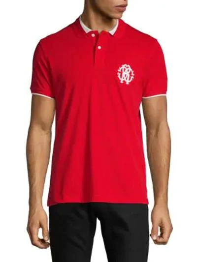 Roberto Cavalli Logo Crest Polo In Rosso