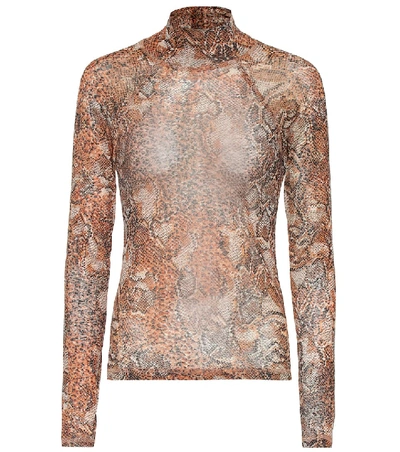 Nanushka Madi Snake-print Stretch-jersey Turtleneck Top In Brown,black