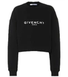 Givenchy Black 'paris' Logo Cropped Sweatshirt In Black