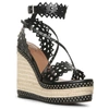 Alaïa Women's Laser Cut Leather Platform Espadrille Wedges In Black