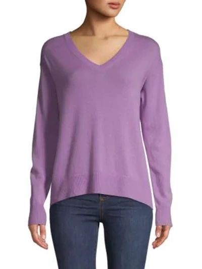 Vince V-neck Wool & Cashmere Blend Jumper In Lilac