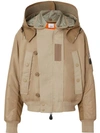 BURBERRY DETACHABLE QUILTED HOOD NYLON BOMBER JACKET