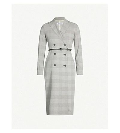 Max Mara Pianosa Double-breasted Plaid Dress In Ivory