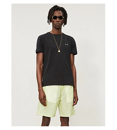 Fendi Bag Bugs-embroidered Cotton-jersey T-shirt In Black