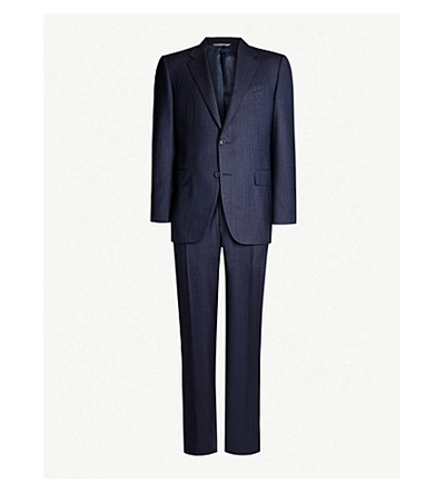 Canali Striped Regular-fit Wool-hopsack Suit In Navy