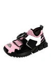 Dolce & Gabbana Sorrento Stretch-knit, Leather And Suede Sneakers In Black Pattern