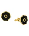 1928 Jewelry 14k Gold-plated Enamel Initial O Cufflinks In Black