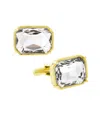 1928 Jewelry 14k Gold Plated Rectangle Crystal Cufflinks In Gold