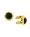 1928 Jewelry 14k Gold Plated Round Button Covers In Black