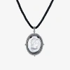 1928 Jewelry 1928 Black Cord Womens Glass Alloy Cameo 16 Inch Pendant Necklace In Silver
