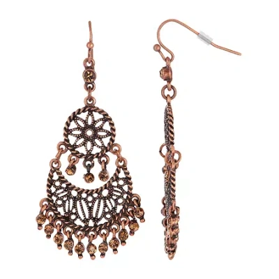 1928 Jewelry 1928 Copper Tone Crystal Chandelier Earrings In Brown