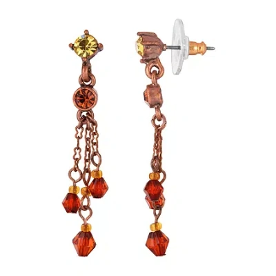 1928 Jewelry 1928 Copper Tone Womens Brown Crystal Drop Earrings