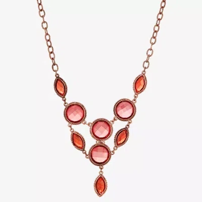 1928 Jewelry 1928 Copper-tone Womens Pink 16 Inch Statement Necklace In Orange