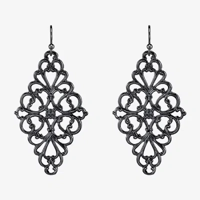 1928 Jewelry 1928 Filigree Womens Diamond Drop Earrings In Black