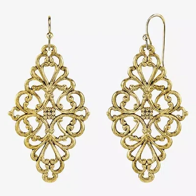 1928 Jewelry 1928 Filigree Womens Diamond Drop Earrings In Yellow